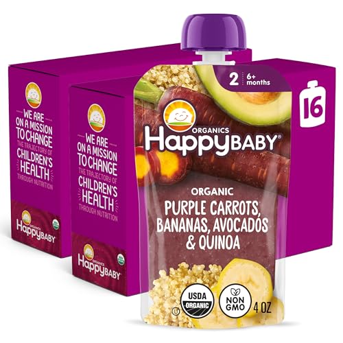 Image 4 of Purple Carrots, Bananas, Avocados & Quinoa / 4 Ounce (Pack of 16) for the product Happy Baby Clearly Crafted Stage 2 Baby Food