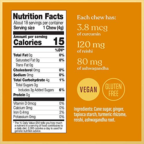 Image 3 of Chimes Tranquil Turmeric Adaptogen Ginger Chews Candy - 2 Pack