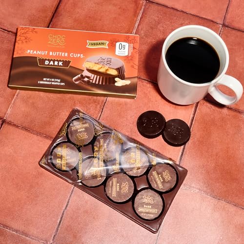 Image 6 of ChocZero Sugar Free Dark Chocolate Peanut Butter Cups, Vegan, 4 Pack