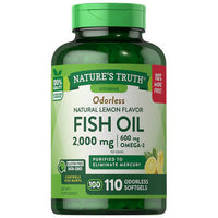 Thumbnail for Nature's Truth Vitamins Odorless Fish Oil Softgels Lemon Flavor 2000 Mg 110 Caps