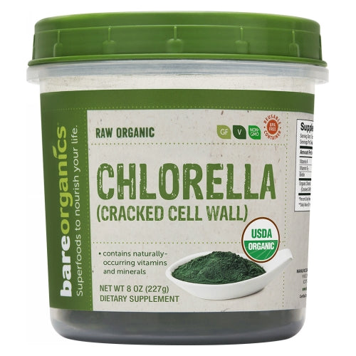 Bare Organics Organic Chlorella Powder Cracked Wall 8 Oz