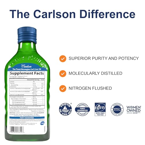 Image 2 of Carlson Cod Liver Oil, 1100 mg, Omega-3s, Fruit Splash, 250 mL