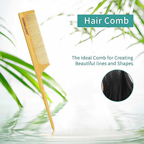 Image 4 of DEBETOOL Bamboo Hair Brush Set with Wide-tooth and Tail Comb