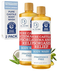 Thumbnail for Image 1 of Default Title for the product DR.JACOBS NATURALS Pure Castile Soap for Eczema & Psoriasis Relief - Unscented Body Wash, 16oz, 2 Pack