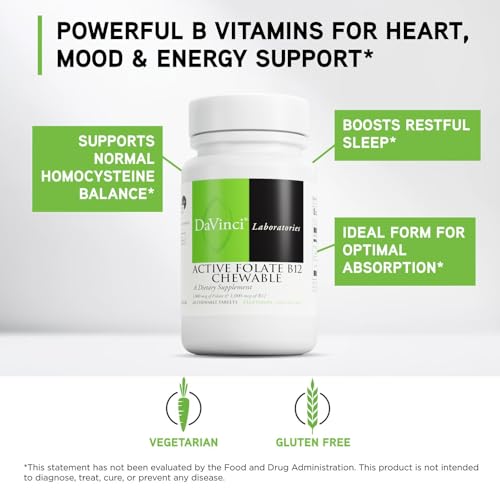 Image 3 of DAVINCI Labs Active Folate B12 Chewable, 60 Chewable Tablets
