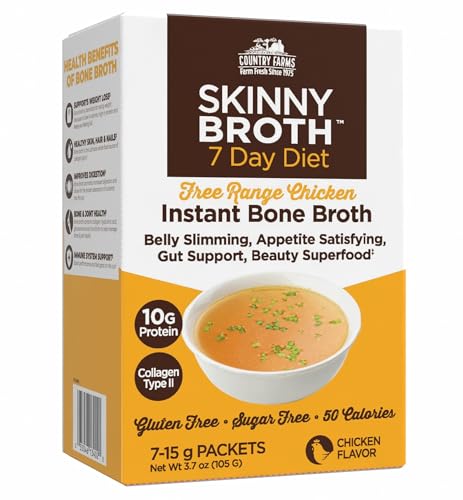 Image 1 of Default Title for the product Country Farms Skinny Broth, Instant Chicken Bone Broth, 7 Day Plan, 7-15g Packets