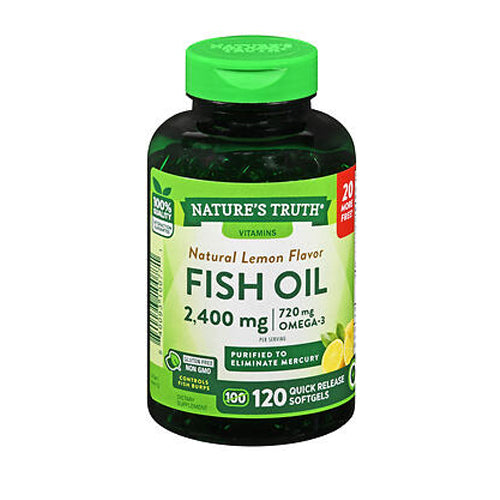 Nature's Truth Fish Oil Quick Release Softgels Natural Lemon Flavor 2400 Mg 120 Caps