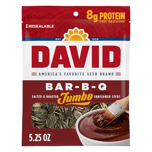 Image 1 of Default Title for the product DAVID SEEDS Roasted and Salted Bar-B-Q Jumbo Sunflower Seeds, 5.25 oz, 12 Pack