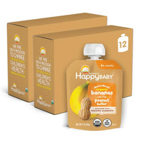 Thumbnail for Image 1 of Bananas & Peanut Butter / Pack of 12 (3 oz each) for the product Happy Baby Nutty Blends Stage 2 Baby Food Pouches