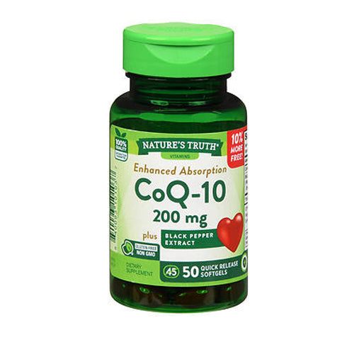 Nature's Truth Enhanced Absorption CoQ-10 plus Black Pepper Extract 200 Mg 50 Caps