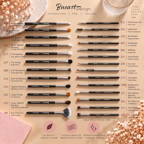 Image 6 of Bueart Design 42Pcs PRO Grade Makeup Brushes Set Ultra Soft (Black)