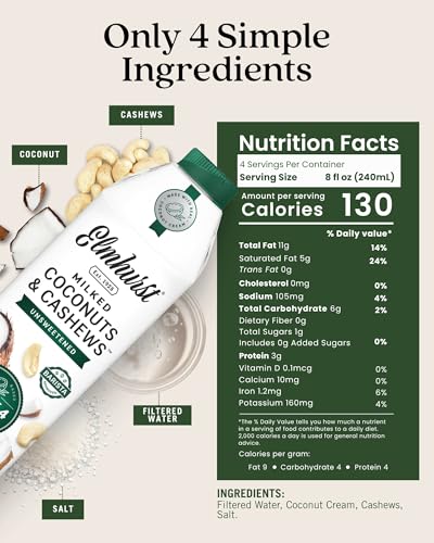 Image 2 of Elmhurst 1925 Unsweetened Coconut & Cashew Milk - 32 Fl. Oz (6-Pack)