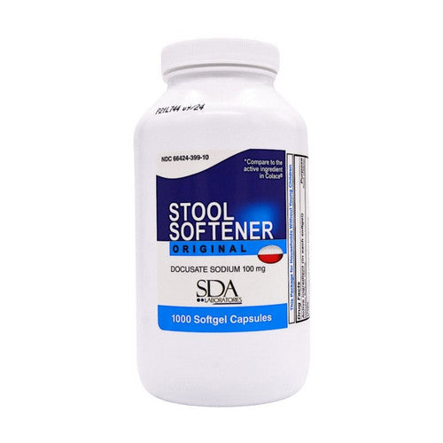 SDA Labs Docusate Sodium 100 mg 1000 Softgel Capsules