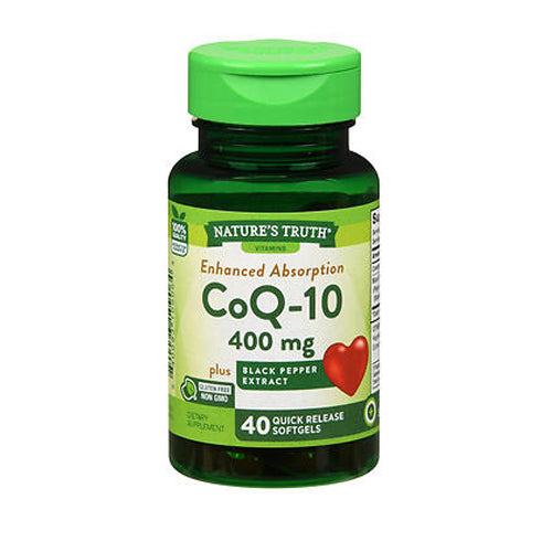 Nature's Truth CoQ-10 Plus Black Pepper Extract Quick Release Softgels 400 Mg 40 Tabs