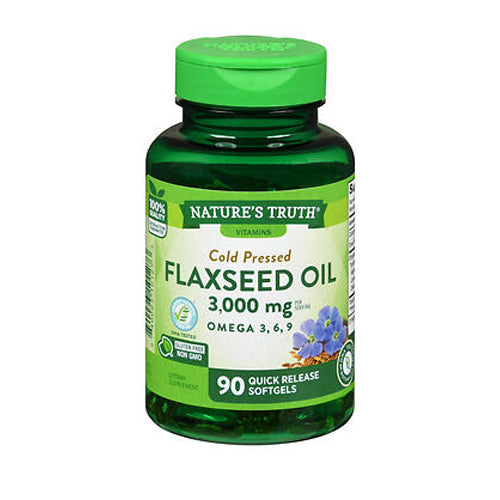 Nature's Truth Cold Pressed Flaxseed Oil Omega 3, 6 & 9 Quick Release Softgels 3000 Mg 90 Caps