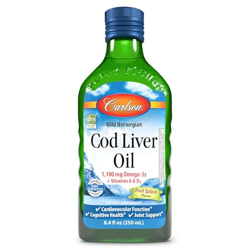 Image 1 of Default Title for the product Carlson Cod Liver Oil, 1100 mg, Omega-3s, Fruit Splash, 250 mL