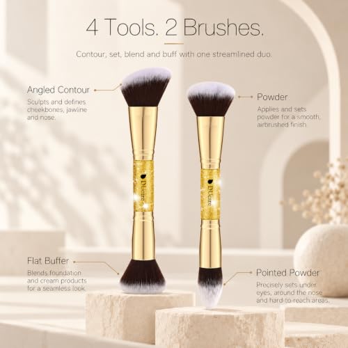 Image 3 of DUcare 2Pcs Double Ended Foundation Brush Set