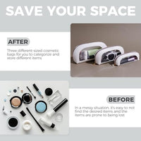 Thumbnail for Image 3 of BS-MALL 3 Pcs Makeup Bag Set, Waterproof Travel Makeup Kit with Zippers, Lightweight Travel Bag for Makeup Brush Holder & Organizer, Fashionable Leather Case for Daily Use & Storage (White)