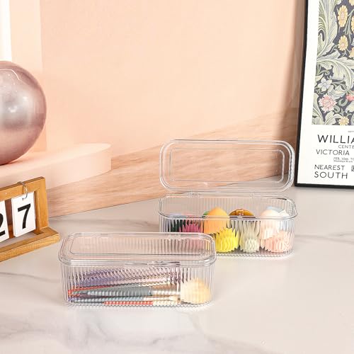 Image 4 of JessLab Makeup Brush Holder with Lid, Makeup Sponge Storage Case