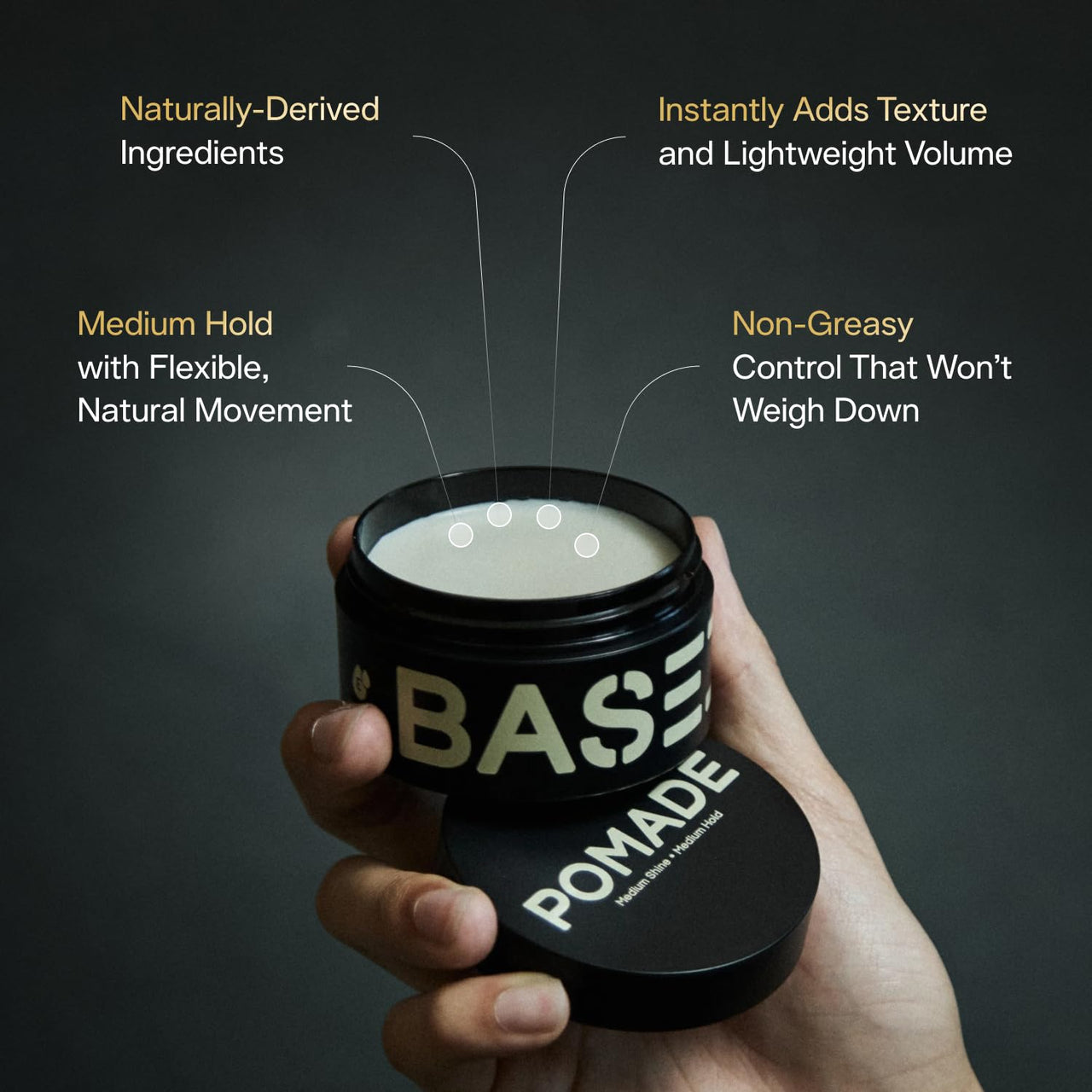 Image 3 of BASED Pomade for Men, Quality Hair Care with Medium Hold, Natural Shine & Fragrance, Easy to Apply & Great for All Hair Types, Hydrating and Nourishing Pomade (3 Oz Pack of 1)