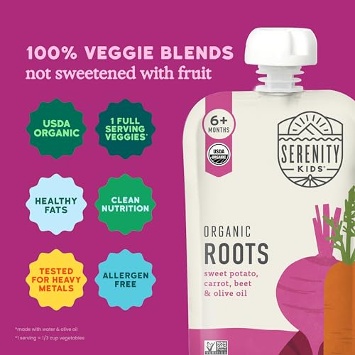 Image 4 of Serenity Kids Organic Roots Baby Pouches, No Added Sugar, 3.5 Oz, 6 Pack