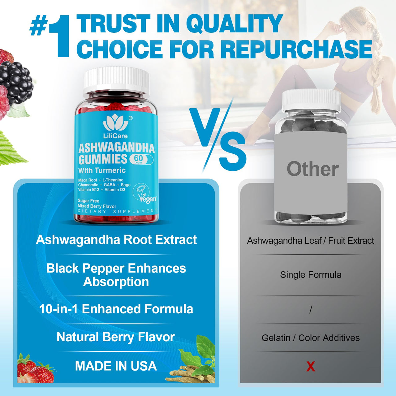 EnvyDeal Ashwagandha Gummies 2000mg for Women Men - Sugar Free, Vegan - Organic Ashwagandha Root Supplements Gummy & Vitamin D3, 120 Count