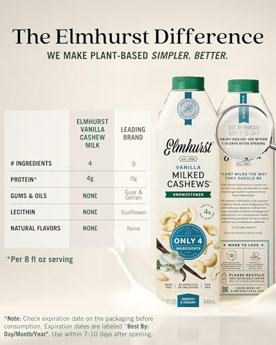 Image 5 of Elmhurst 1925 Vanilla Cashew Milk Unsweetened - 32 Fl Oz (6-Pack)
