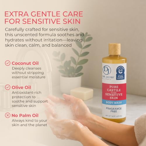 Image 3 of DR.JACOBS NATURALS Pure Castile Body Wash for Sensitive Skin - Unscented, 16oz, 1 Pack