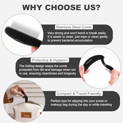 Image 4 of docolor Foldable Eyelash Comb 2 PCS Separator Folding Lash Comb Eyebrow Mascara Applicator Eyelash Definer Arc Designed Cosmetic Brushes Tool