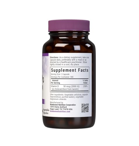 Image 2 of BlueBonnet Vitamin D3 2000 IU Vegetable Capsule 180 Count