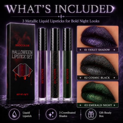Image 7 of BADCOLOR 3 Colors Glitter Matte Liquid Lipstick Set