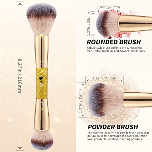 Image 6 of DUcare Dual End Powder Kabuki Makeup Brush Gold Glitter Vegan Synthetic for Liquid Cream Setting Powder
