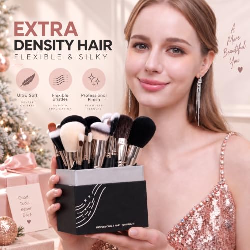 Image 2 of Bueart Design 42Pcs PRO Grade Makeup Brushes Set Ultra Soft (Black)