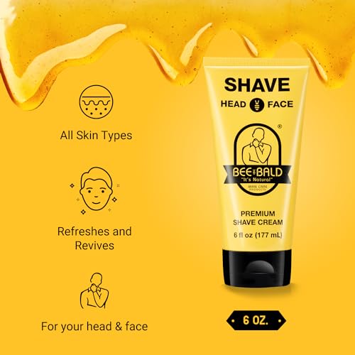 Image 3 of Bee Bald SHAVE Premium Shaving Cream for Men, Bald Head & Face, 6 fl oz