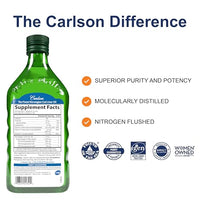 Thumbnail for Image 2 of Carlson Cod Liver Oil, 1100 mg, Omega-3s, Unflavored, 500 mL (16.9 Fl Oz)