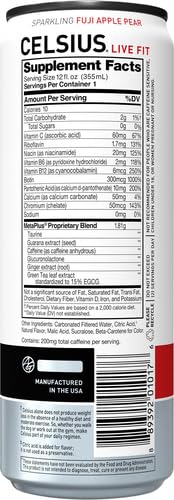 Image 7 of CELSIUS Sparkling Fuji Apple Pear Functional Essential Energy Drink 12 Fl Oz