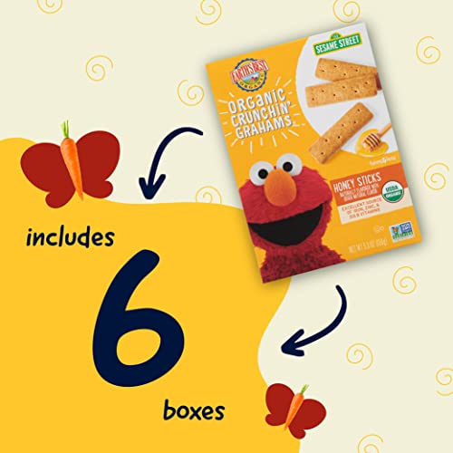 Image 5 of Earth's Best Organic Kids Snacks, Sesame Street Toddler Snacks, Organic Crunchin' Grahams for Toddlers 2 Years and Older, Honey Sticks with other Natural Flavors, 5.3 oz Box (Pack of 6)