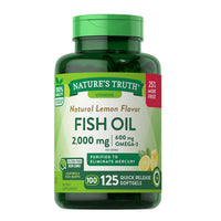Thumbnail for Nature's Truth Fish Oil Quick Release Softgels Natural Lemon Flavor 2000 Mg 125 Caps