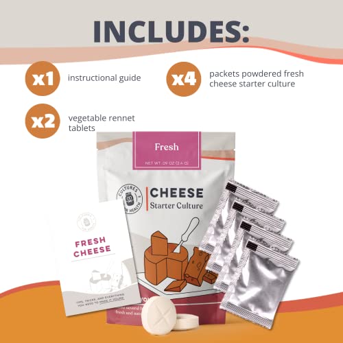 Image 3 of Cultures For Health Fresh Cheese Starter Culture | 4 Direct-Set Mesophilic Packets & 2 Vegetable Rennet Tablets