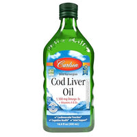 Thumbnail for Image 1 of Default Title for the product Carlson Cod Liver Oil, 1100 mg, Omega-3s, Unflavored, 500 mL (16.9 Fl Oz)