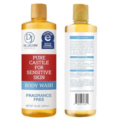 Image 2 of DR.JACOBS NATURALS Pure Castile Body Wash for Sensitive Skin - Unscented, 16oz, 1 Pack