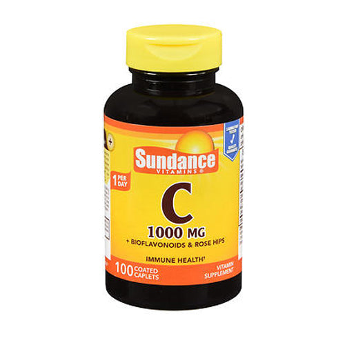 Sundance Vitamin C + Bioflavonoids & Rose Hips Coated Caplets 1000 mcg 100 Tabs